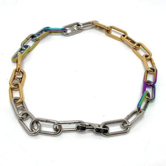 LOUIS VUITTON M80177 Collier Signature Chain Necklace in Metal Men's Multic...